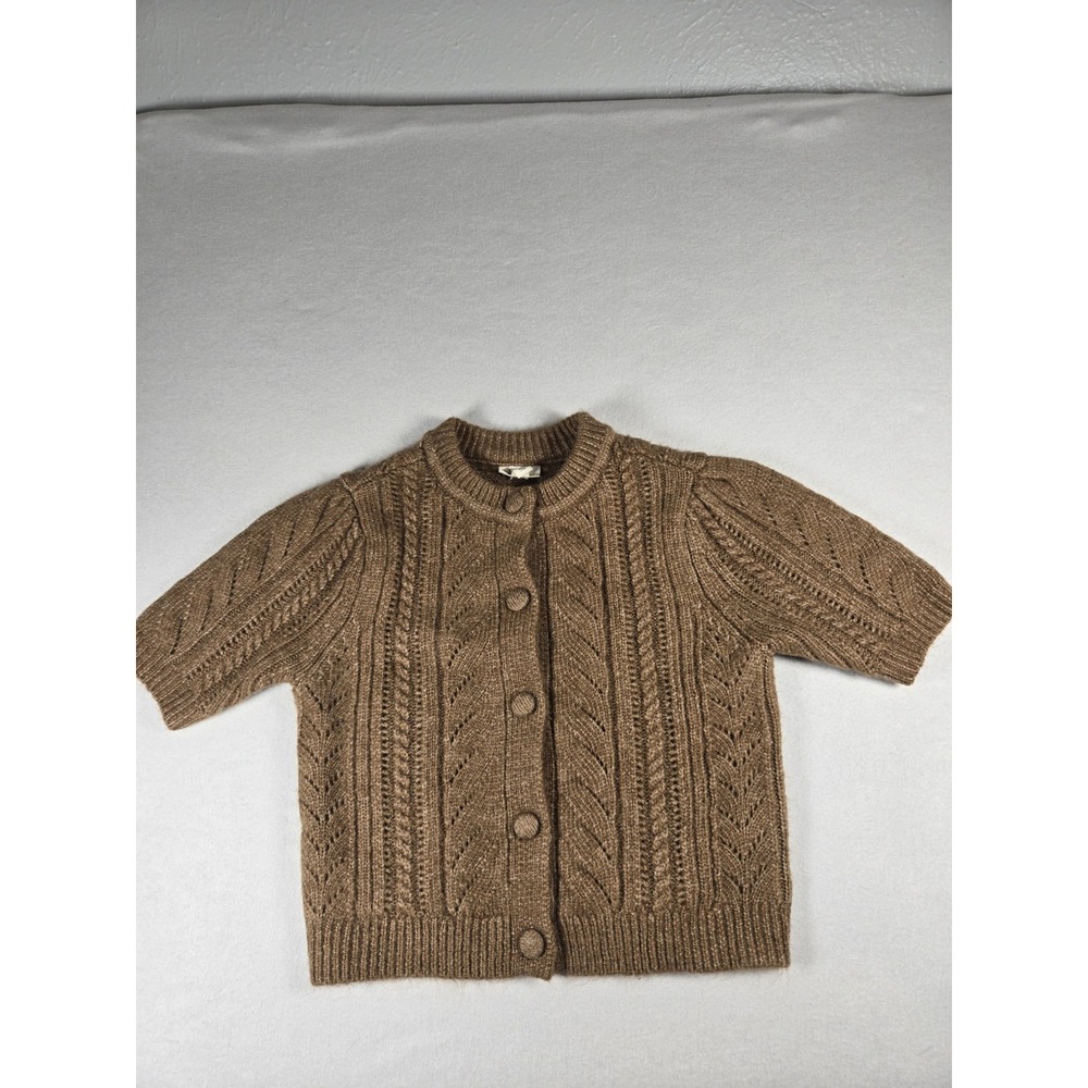 Women's Ana Short Sleeve Button-up Cardigan Brown Size XS